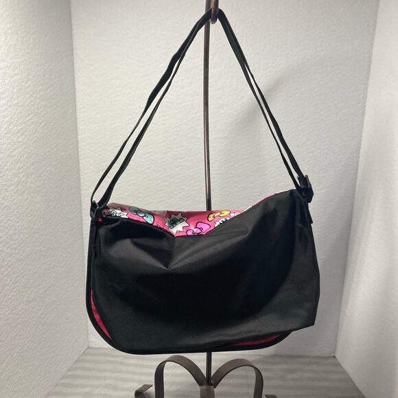 Sanrio Hello Kitty Bow Messenger Bag Black and Pink Great Used Condition - Picture 3 of 8